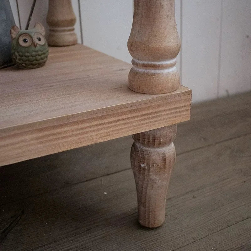 Rustic Console Table with Decorative Trim, Natural Wood,