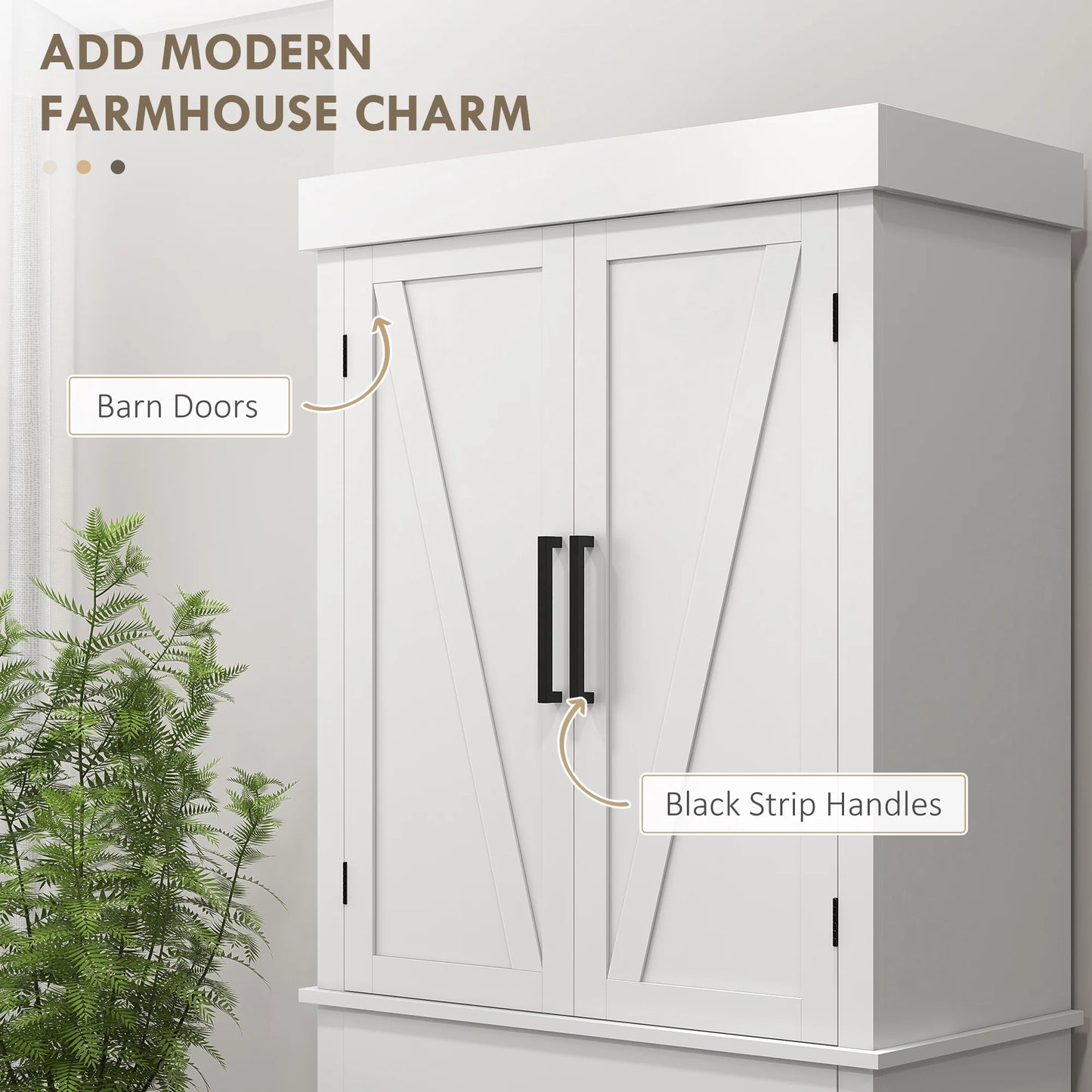 72" Kitchen Pantry Storage Cabinet with Barn Doors and Drawer
