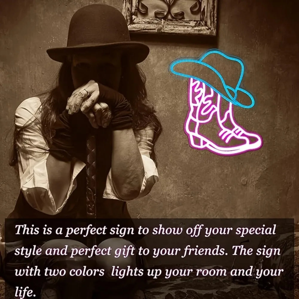 Cowboy Boots and Hats Neon Sign LED