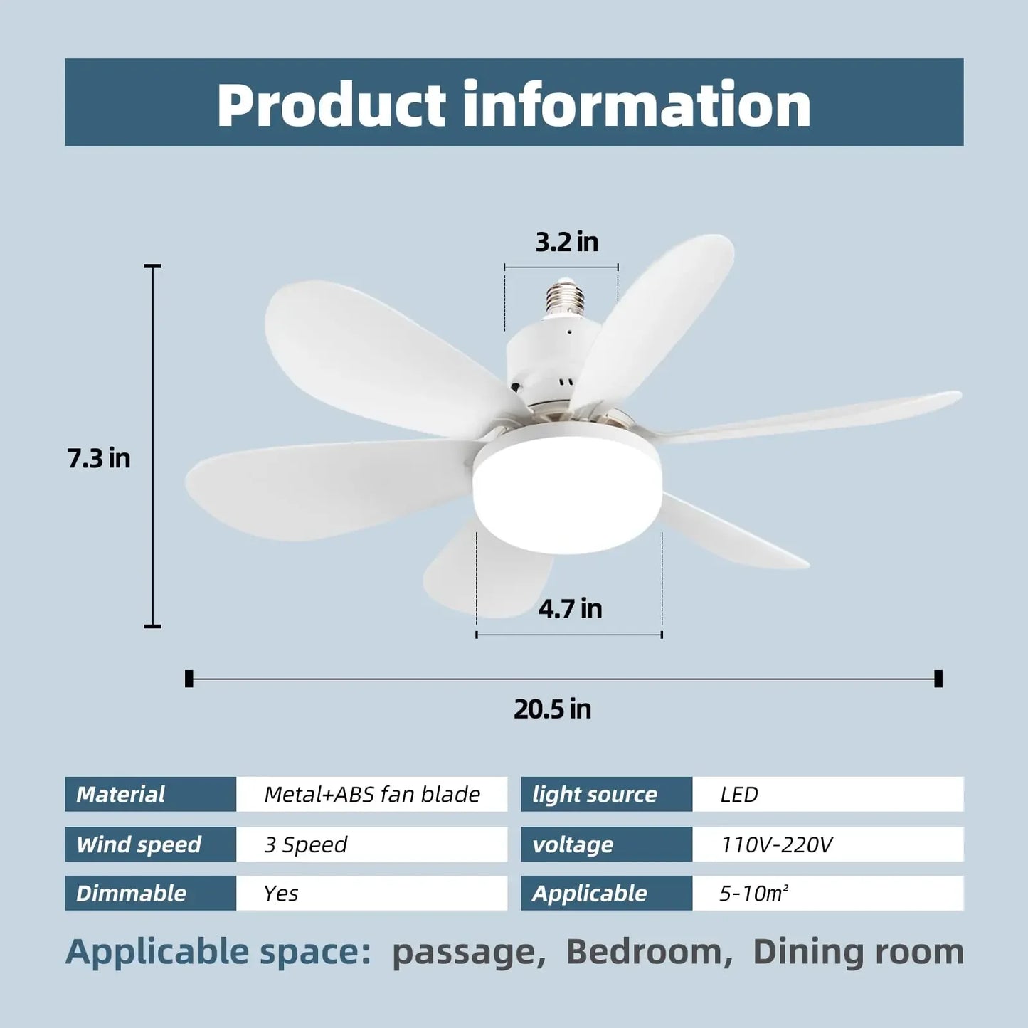 Ceiling Fan Light with Remote,