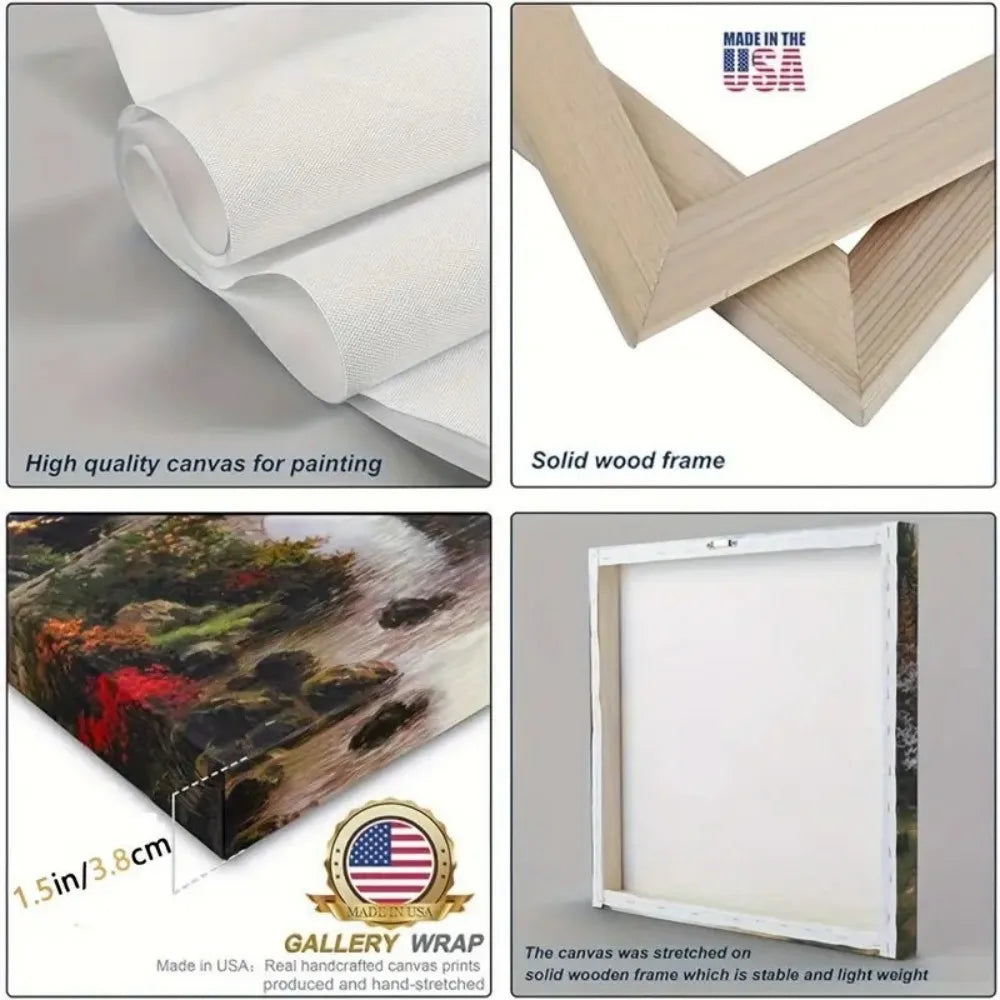 1.5-Inch Thick Pine Solid Wood Frame, Canvas Wall Art,