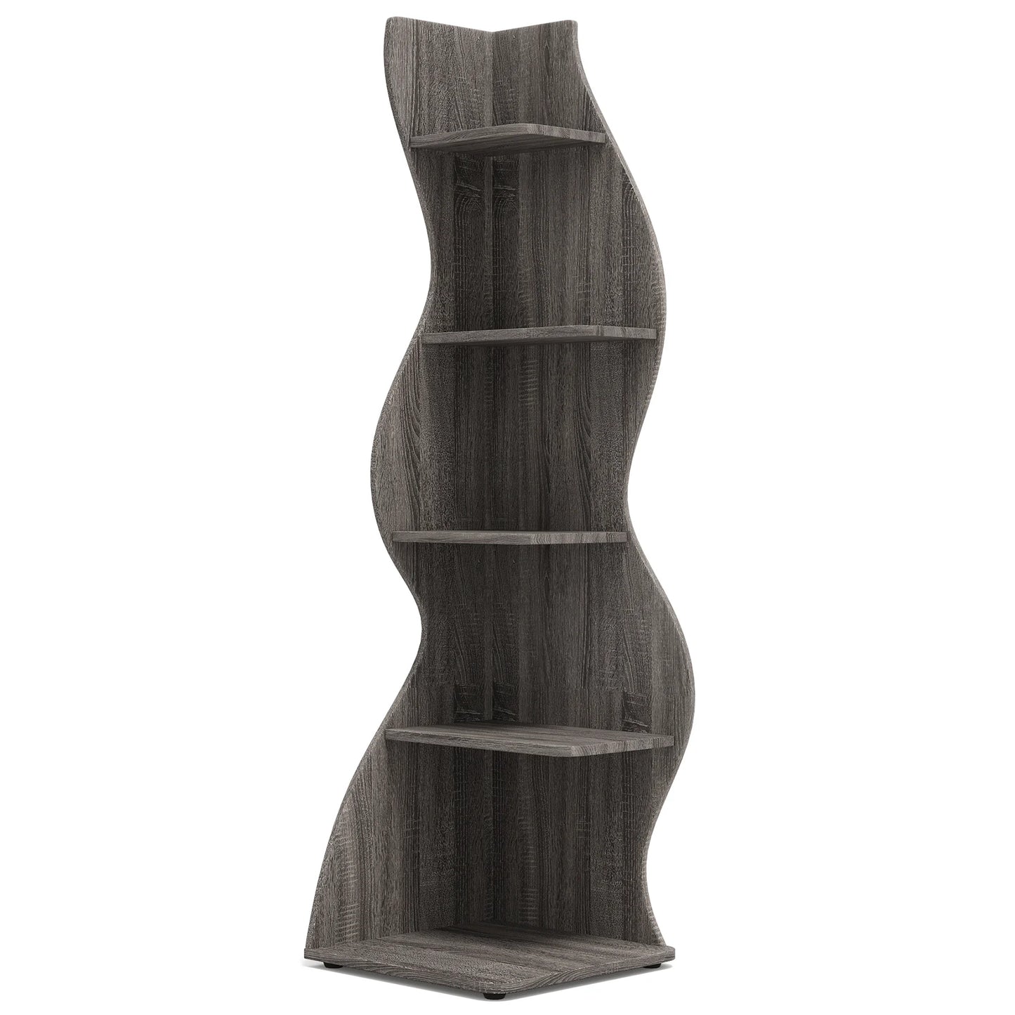 Modern 5-Tier Wall Corner Bookshelf,