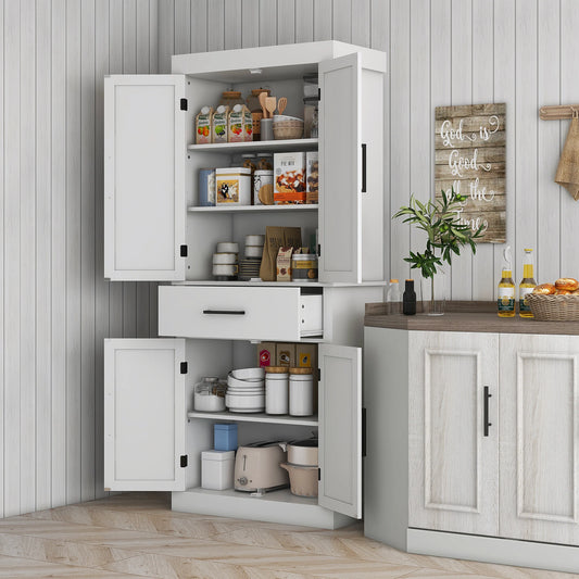 72" Kitchen Pantry Storage Cabinet with Barn Doors and Drawer