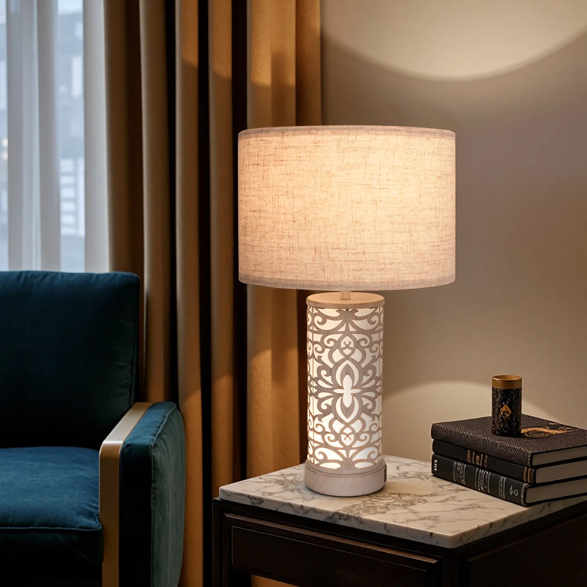 Retro Farmhouse Table Lamp with Multi-Function and Dimmable,