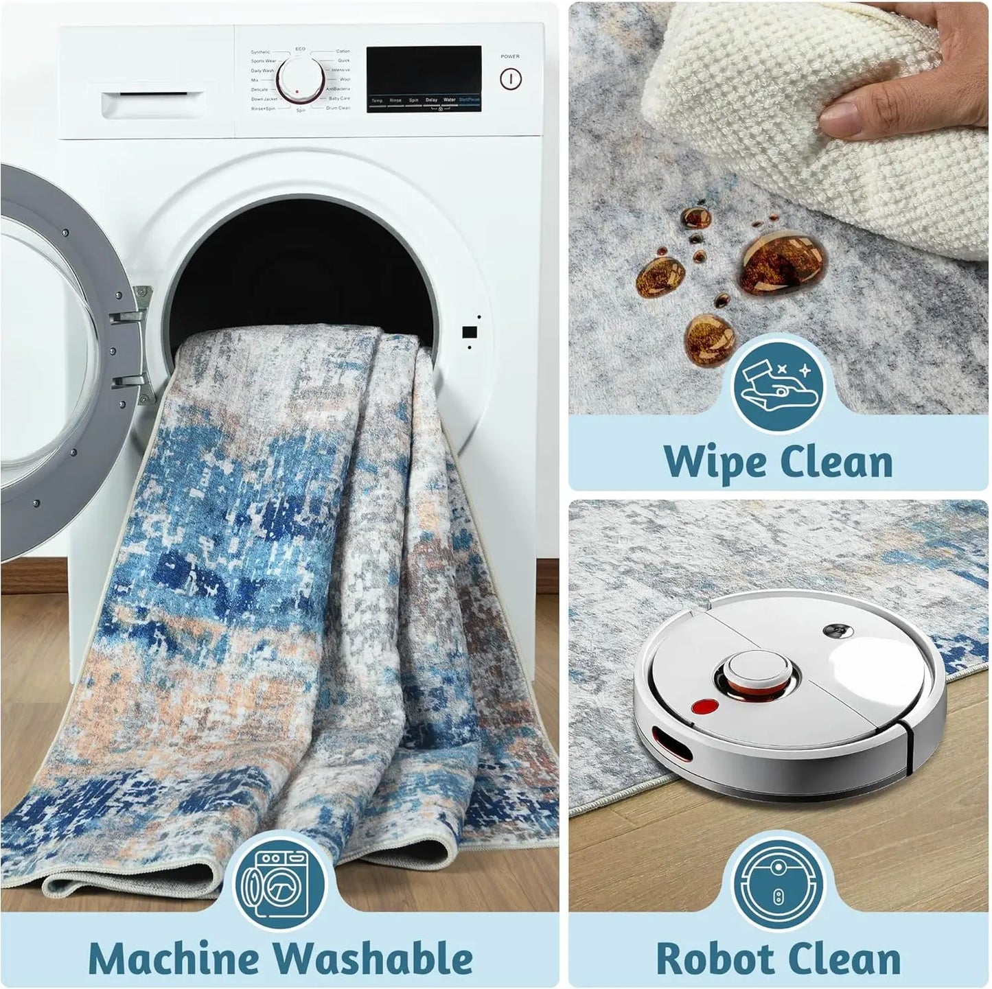 Area Rugs Soft Large Modern Abstract Machine Washable Non Slip Carpet , Low Pile Rugs
