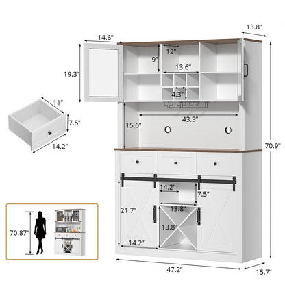 Farmhouse Bar Cabinet with Sliding Barn Door