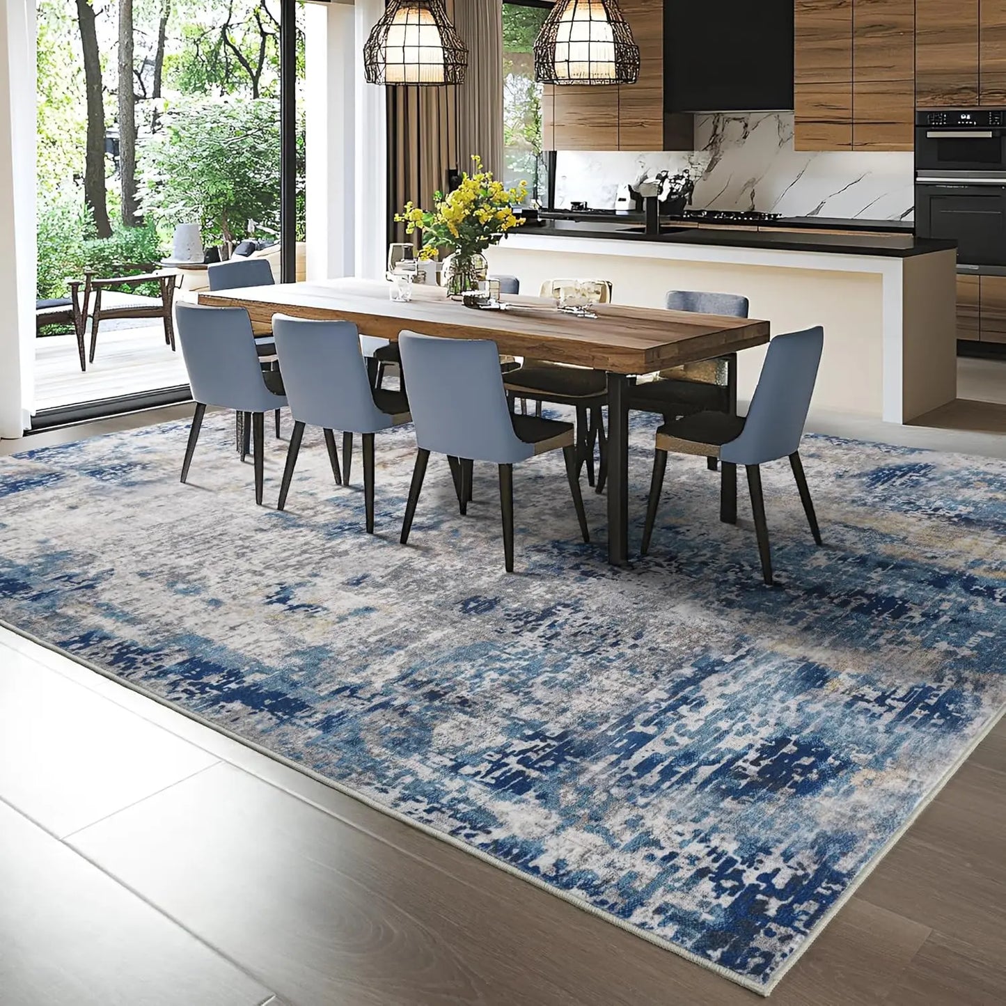 Area Rugs Soft Large Modern Abstract Machine Washable Non Slip Carpet , Low Pile Rugs
