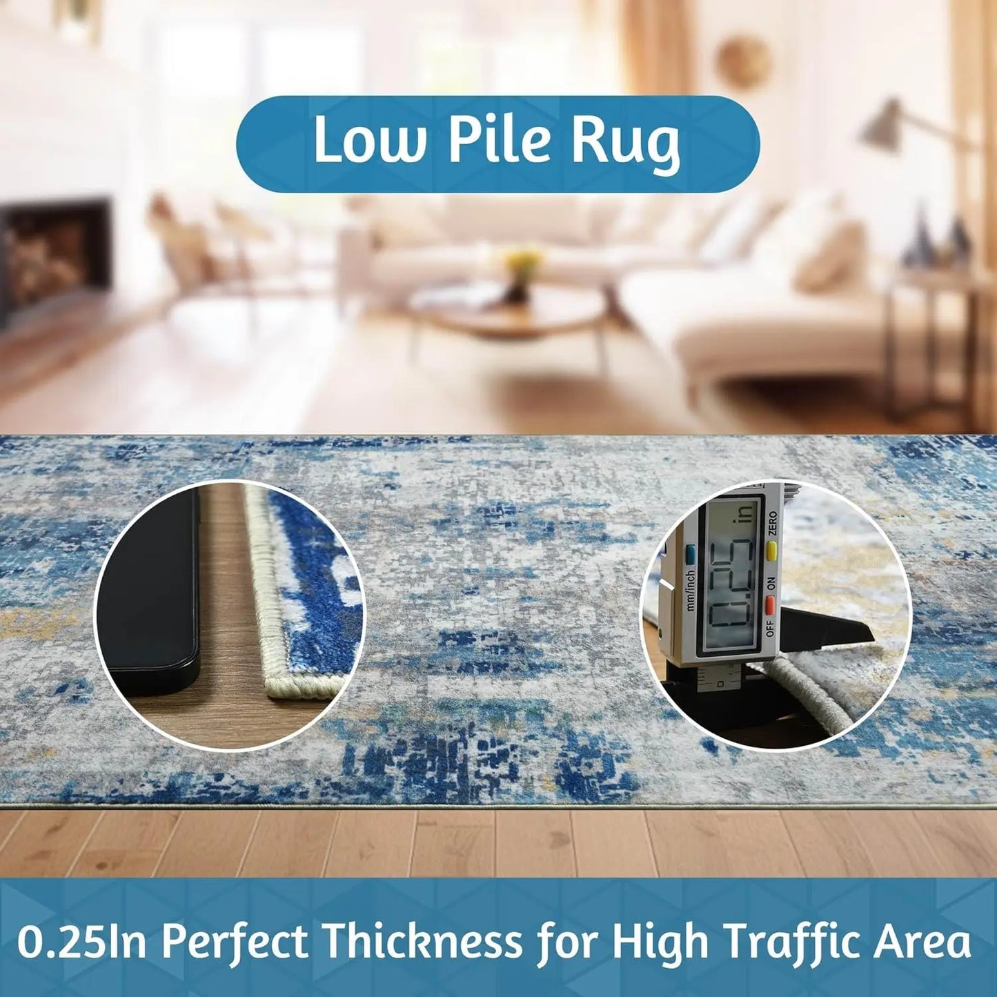Area Rugs Soft Large Modern Abstract Machine Washable Non Slip Carpet , Low Pile Rugs