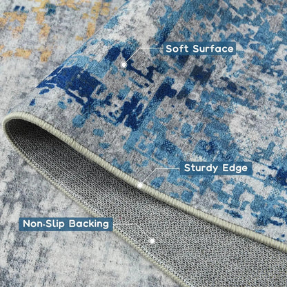Area Rugs Soft Large Modern Abstract Machine Washable Non Slip Carpet , Low Pile Rugs