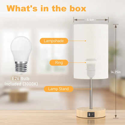2 Pack 14 Inch Small Table Lamp for Bedroom, 3 Way Dimmable, Touch Control,