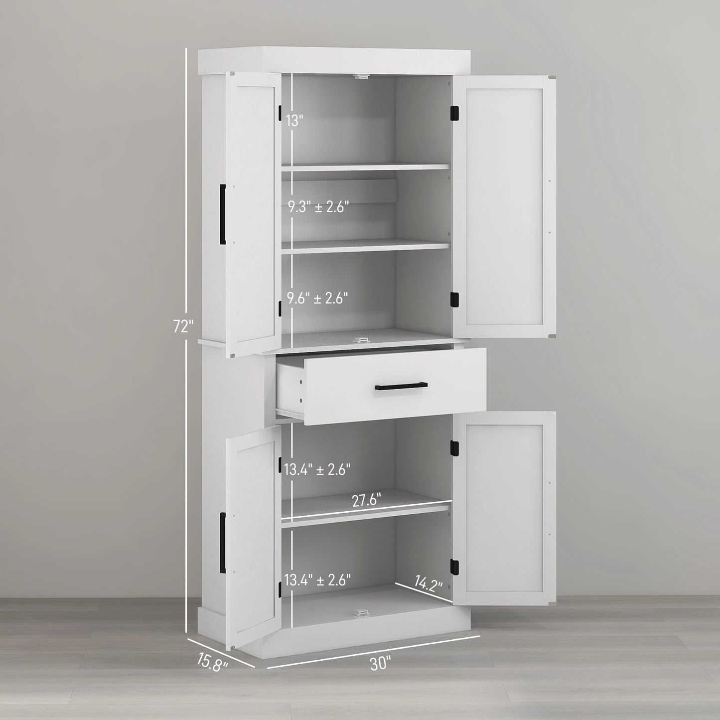 72" Kitchen Pantry Storage Cabinet with Barn Doors and Drawer