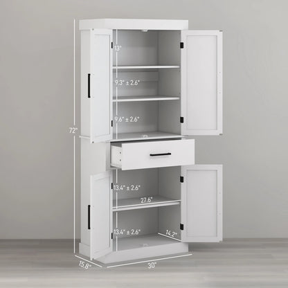 72" Kitchen Pantry Storage Cabinet with Barn Doors and Drawer