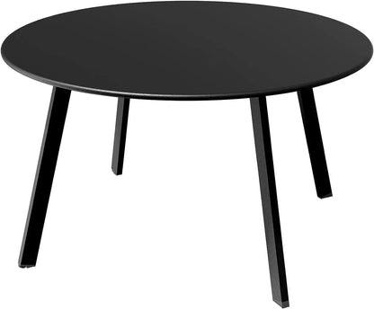 Round Steel Patio Coffee Table, Modern 27.5-Inch Weather Resistant