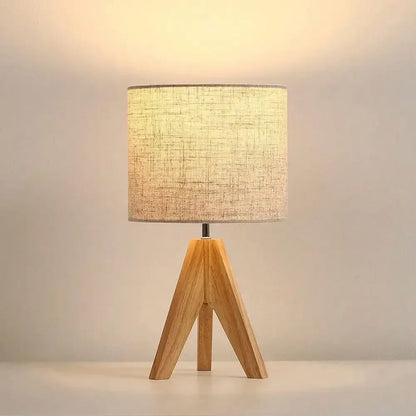 Mini Table Lamp Wooden Tripod Desk Lamp for Bedroom Dorm