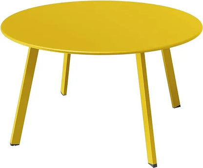Round Steel Patio Coffee Table, Modern 27.5-Inch Weather Resistant