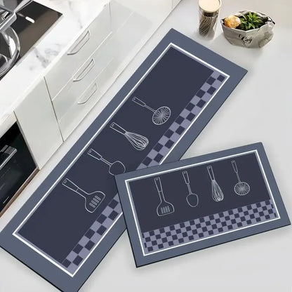 Kitchen Carpet Non-slip Oil-proof Rug Waterproof Leather Floor Mat