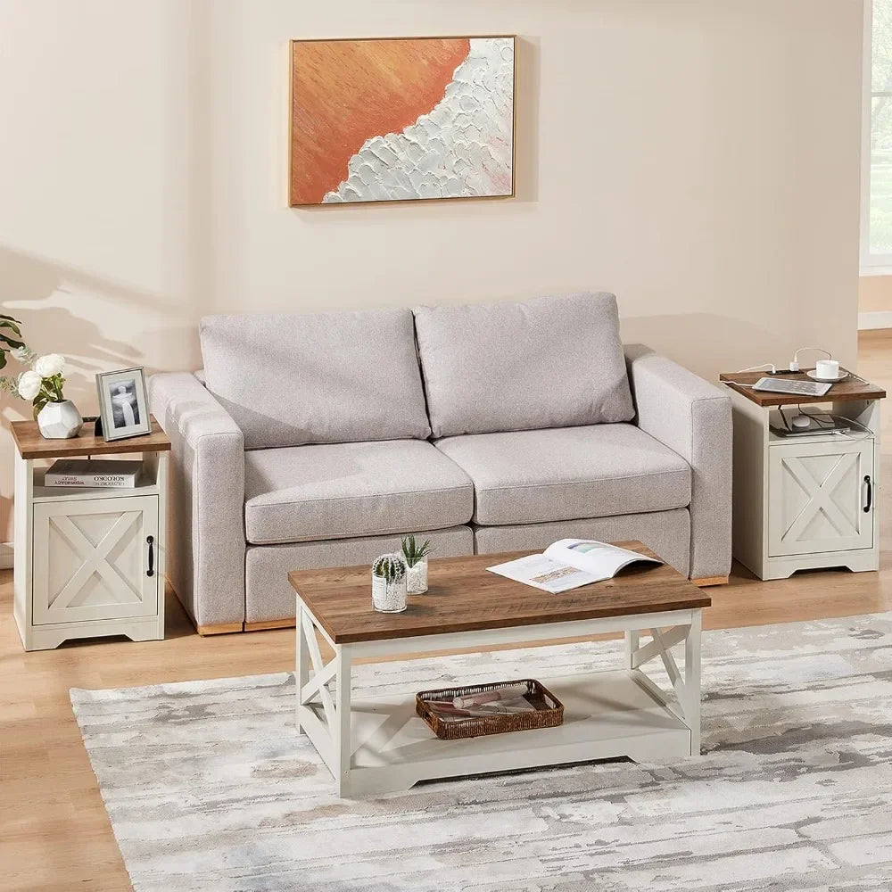 3-Piece Farmhouse Coffee and end tables