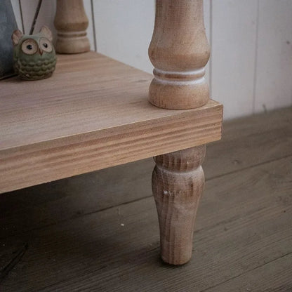 Rustic Console Table with Decorative Trim, Natural Wood,