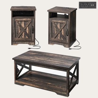 3-Piece Farmhouse Coffee and end tables