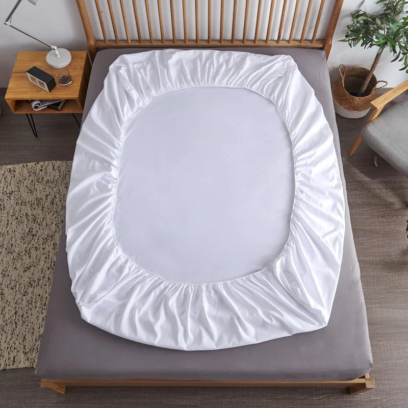 Cotton Fitted Sheet with Elastic Bands Non Slip Adjustable Mattress Cover