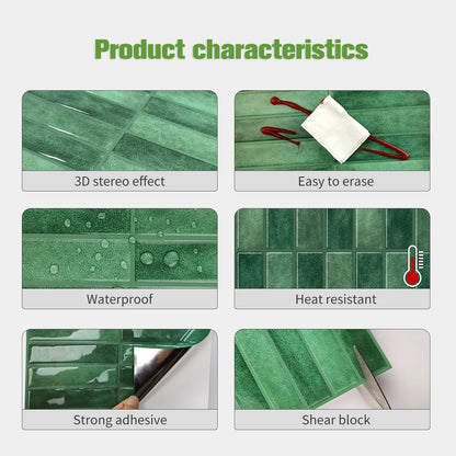 Waterproof and Anti-oil Peel-and-Stick Wall Tiles
