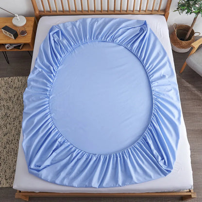 Cotton Fitted Sheet with Elastic Bands Non Slip Adjustable Mattress Cover