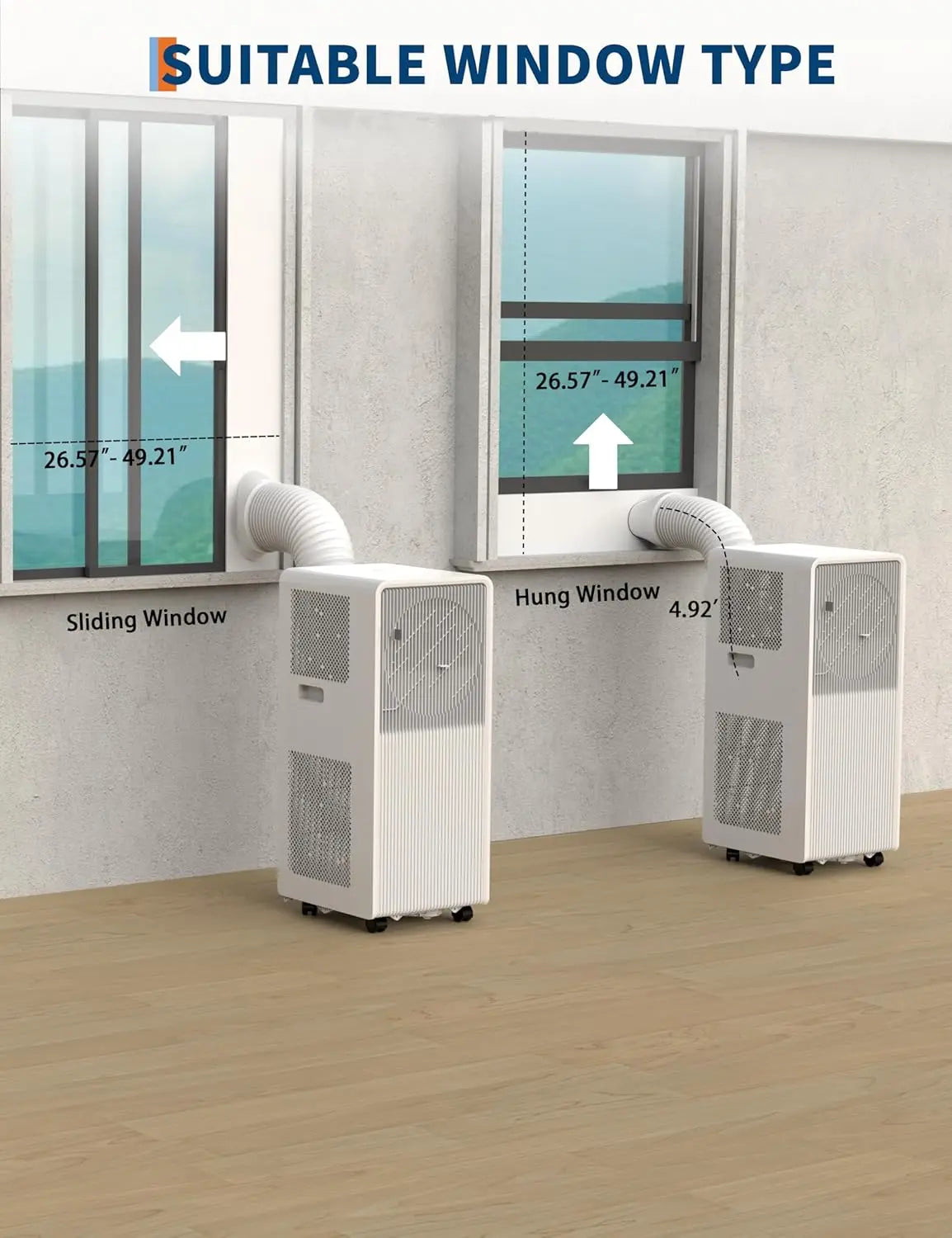 12,000 BTU Drainage-free Portable Air Conditioner for Indoor Rooms, 3-In-1 AC Unit for Bedroom 190-250 Sq.Ft, Dehumidifier, Fan,