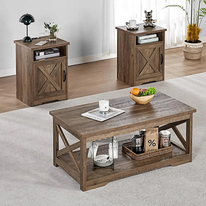 3-Piece Farmhouse Coffee and end tables