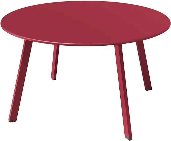 Round Steel Patio Coffee Table, Modern 27.5-Inch Weather Resistant