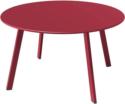 Round Steel Patio Coffee Table, Modern 27.5-Inch Weather Resistant