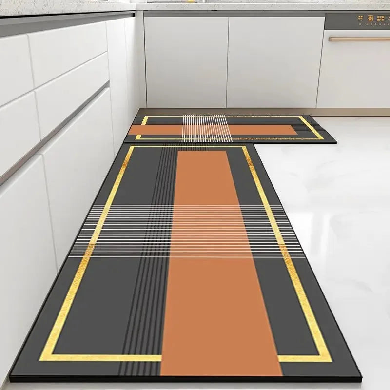 Kitchen Carpet Non-slip Oil-proof Rug Waterproof Leather Floor Mat