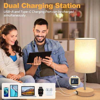 2 Pack 14 Inch Small Table Lamp for Bedroom, 3 Way Dimmable, Touch Control,