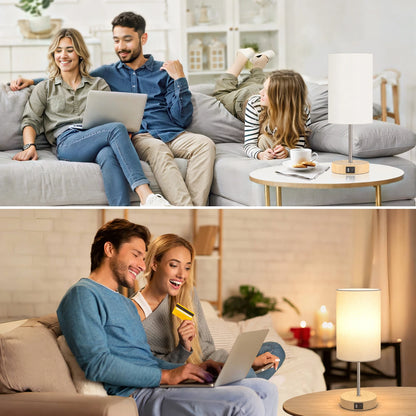 2 Pack 14 Inch Small Table Lamp for Bedroom, 3 Way Dimmable, Touch Control,