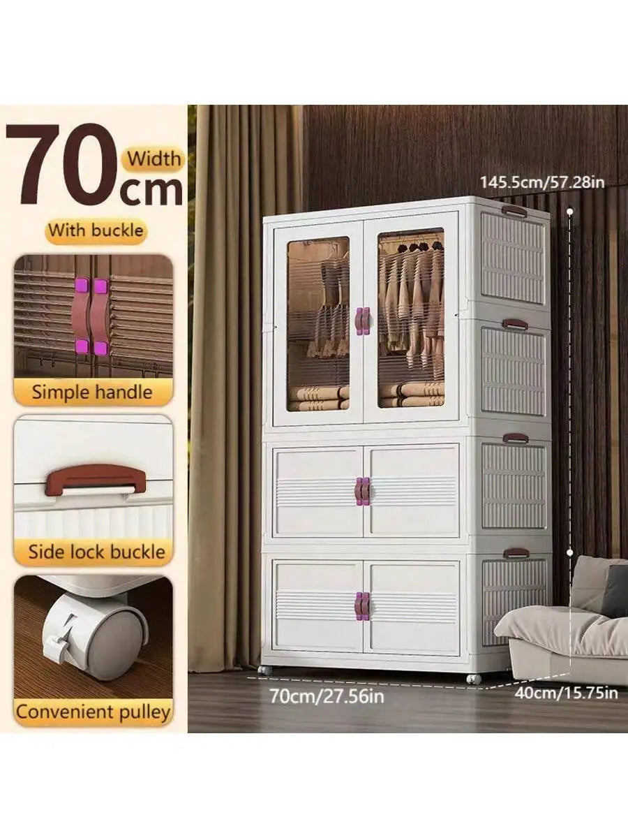1pc Folding Wardrobe + 3pcs  Hanging Locker Bedroom