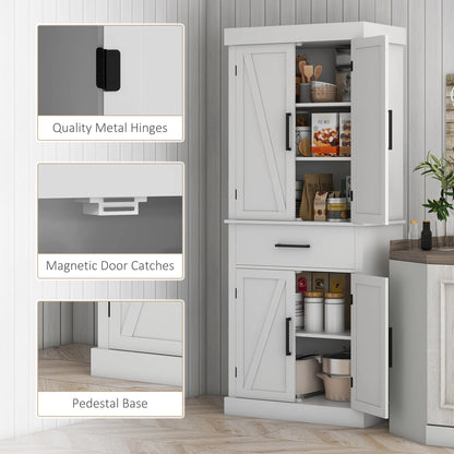 72" Kitchen Pantry Storage Cabinet with Barn Doors and Drawer