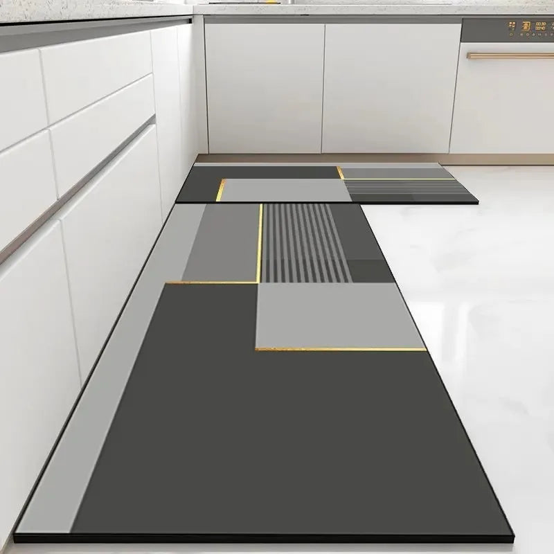 Kitchen Carpet Non-slip Oil-proof Rug Waterproof Leather Floor Mat