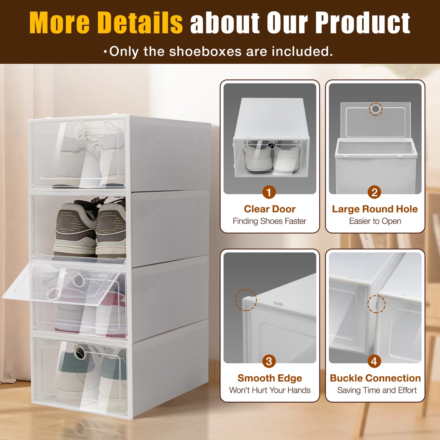 24 pcs Thick Transparent Shoe Box