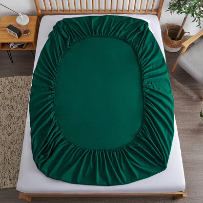 Cotton Fitted Sheet with Elastic Bands Non Slip Adjustable Mattress Cover