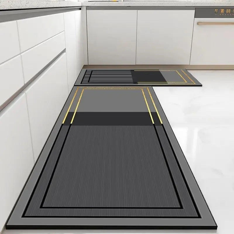Kitchen Carpet Non-slip Oil-proof Rug Waterproof Leather Floor Mat