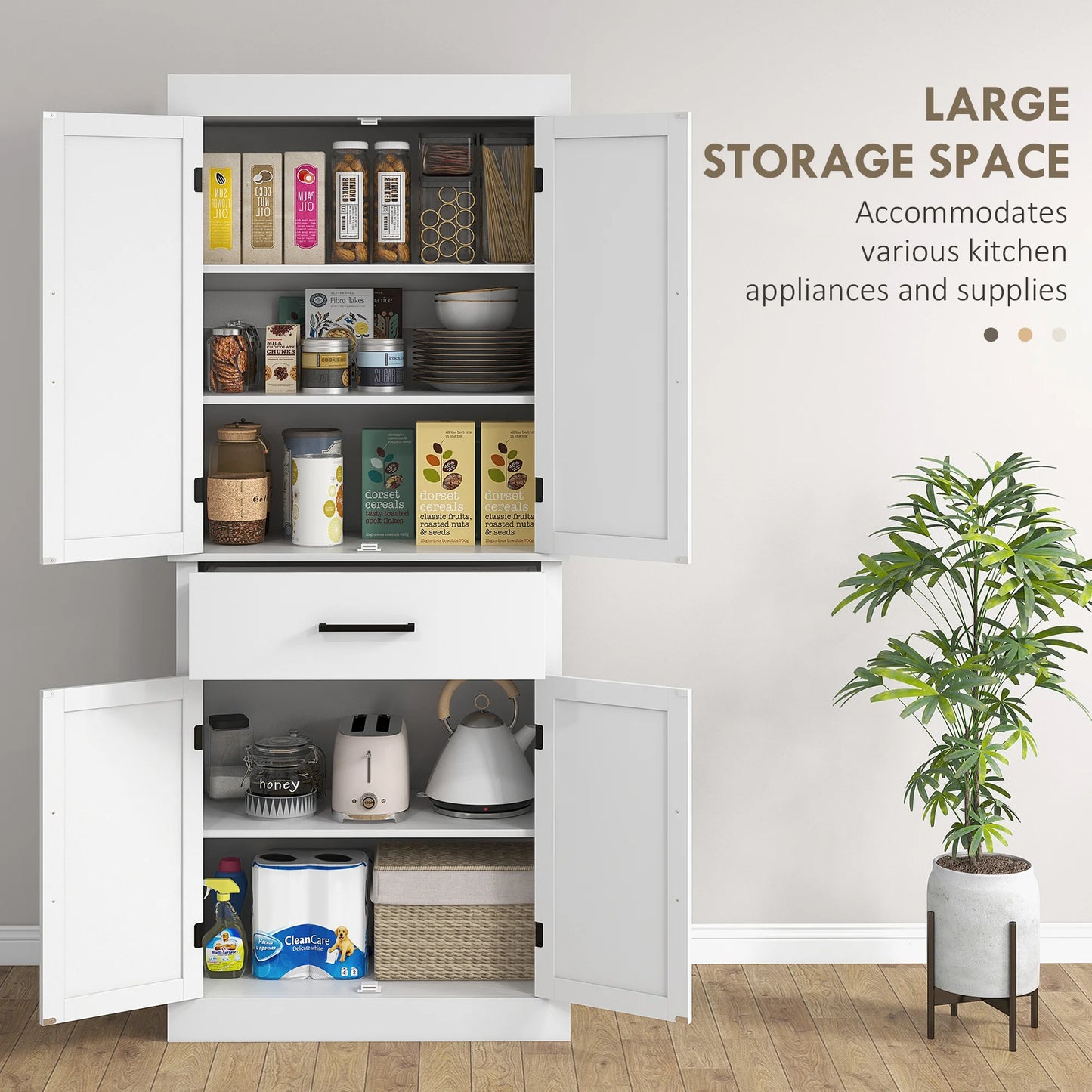 72" Kitchen Pantry Storage Cabinet with Barn Doors and Drawer