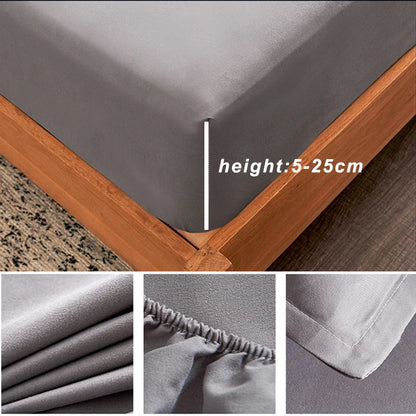 Cotton Fitted Sheet with Elastic Bands Non Slip Adjustable Mattress Cover