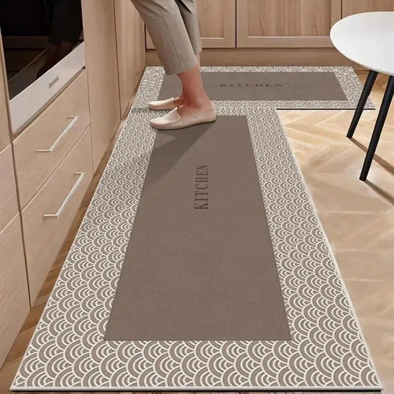 Kitchen Carpet Non-slip Oil-proof Rug Waterproof Leather Floor Mat