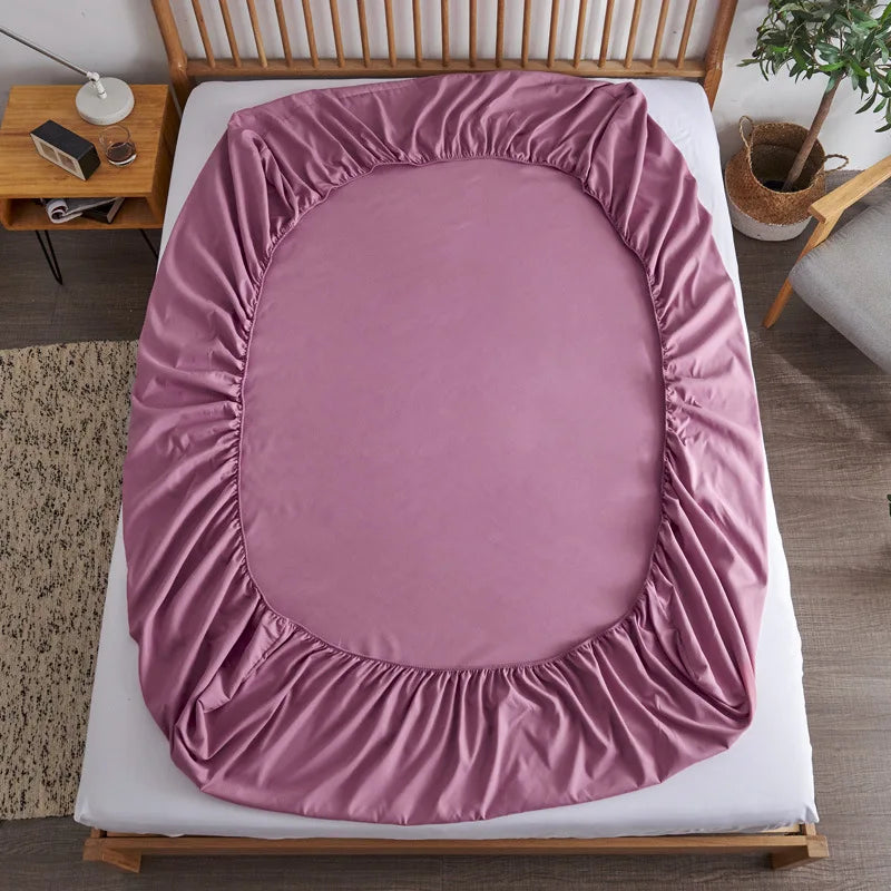 Cotton Fitted Sheet with Elastic Bands Non Slip Adjustable Mattress Cover