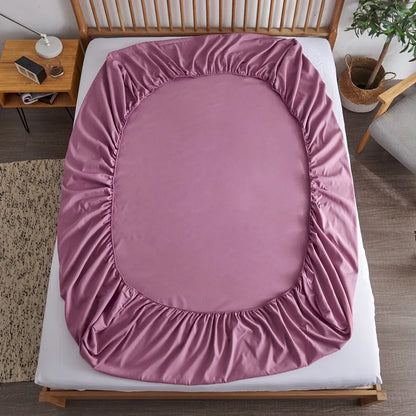 Cotton Fitted Sheet with Elastic Bands Non Slip Adjustable Mattress Cover
