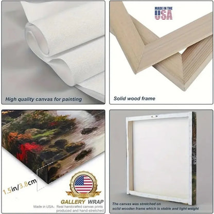 1.5-Inch Thick Pine Solid Wood Frame, Canvas Wall Art,