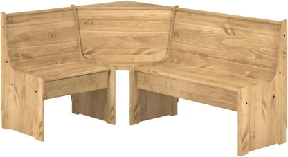 Solid Wood Corner Dining Set 64.8" W x 19.9" D x 33.4" H- Farmhouse Table and Bench Set, Farmhouse Furniture for Dining Room