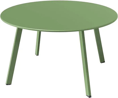 Round Steel Patio Coffee Table, Modern 27.5-Inch Weather Resistant