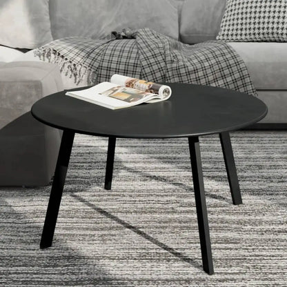 Round Steel Patio Coffee Table, Modern 27.5-Inch Weather Resistant