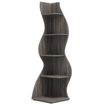 Modern 5-Tier Wall Corner Bookshelf,