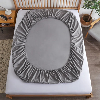 Cotton Fitted Sheet with Elastic Bands Non Slip Adjustable Mattress Cover
